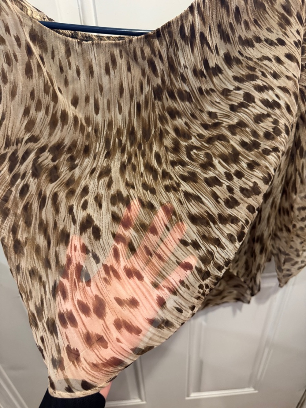 Karina Grimaldi One-Shoulder Animal 100% Silk Drape Handkerchief Blouse $225.00 - Picture 4 of 9